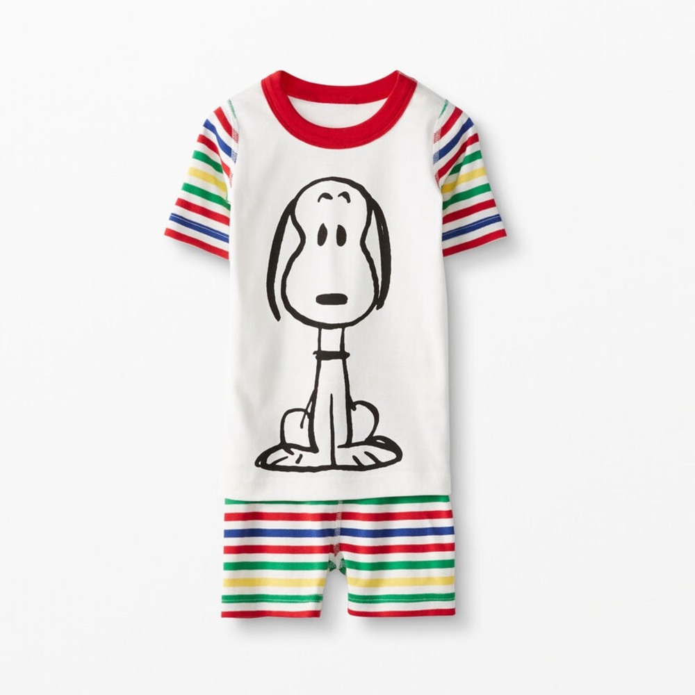 NWT Hanna Andersson Peanuts Snoopy Short John Pajama Set 5 110cm organic cotton